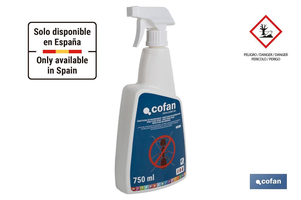 Insecticida para Hormigas | Aplicar con pulverizador | Capacidad de 750 ml