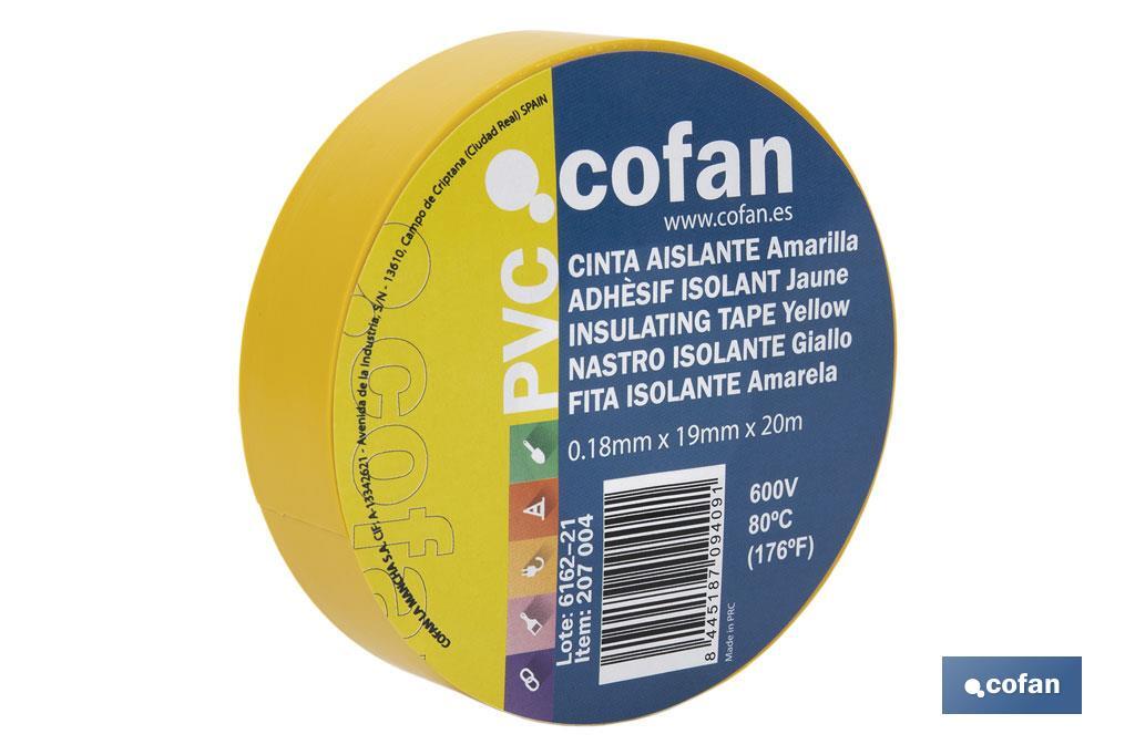 Cinta Aislante 180 Micras | Color amarillo | Resistente al voltaje, al calor y a diferentes ácidos y alcalinos