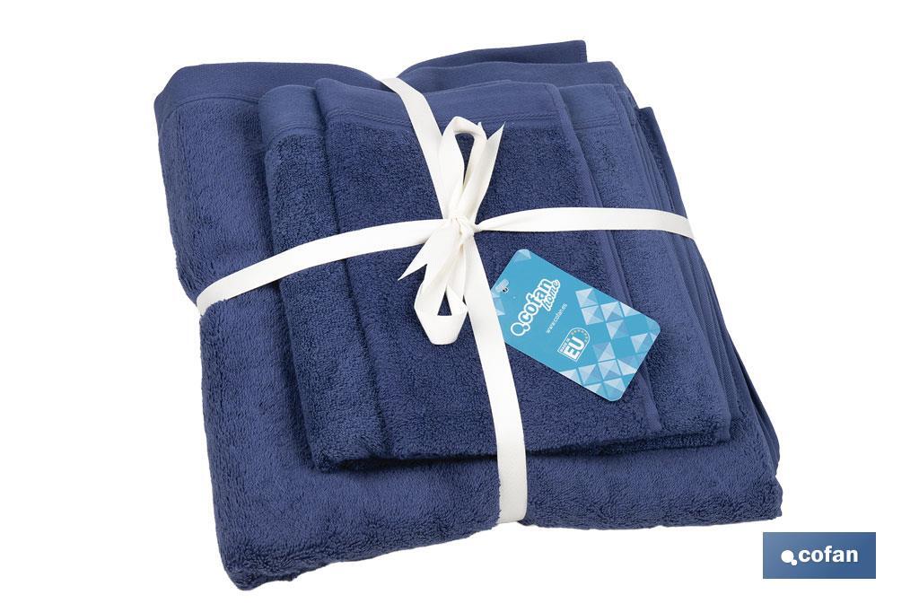 Juego de 3 toallas en color azul marino con 580 g/m2 | Gama Marín | Set de toallas 100 % de algodón