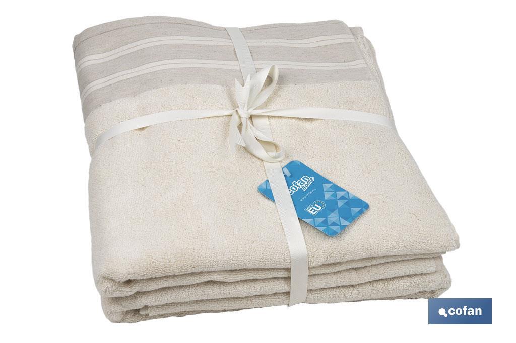 Juego de 2 toallas de color nature con 600 g/m2 | Gama Inspiración | Set de toallas 95 % de algodón y 5 % de lino
